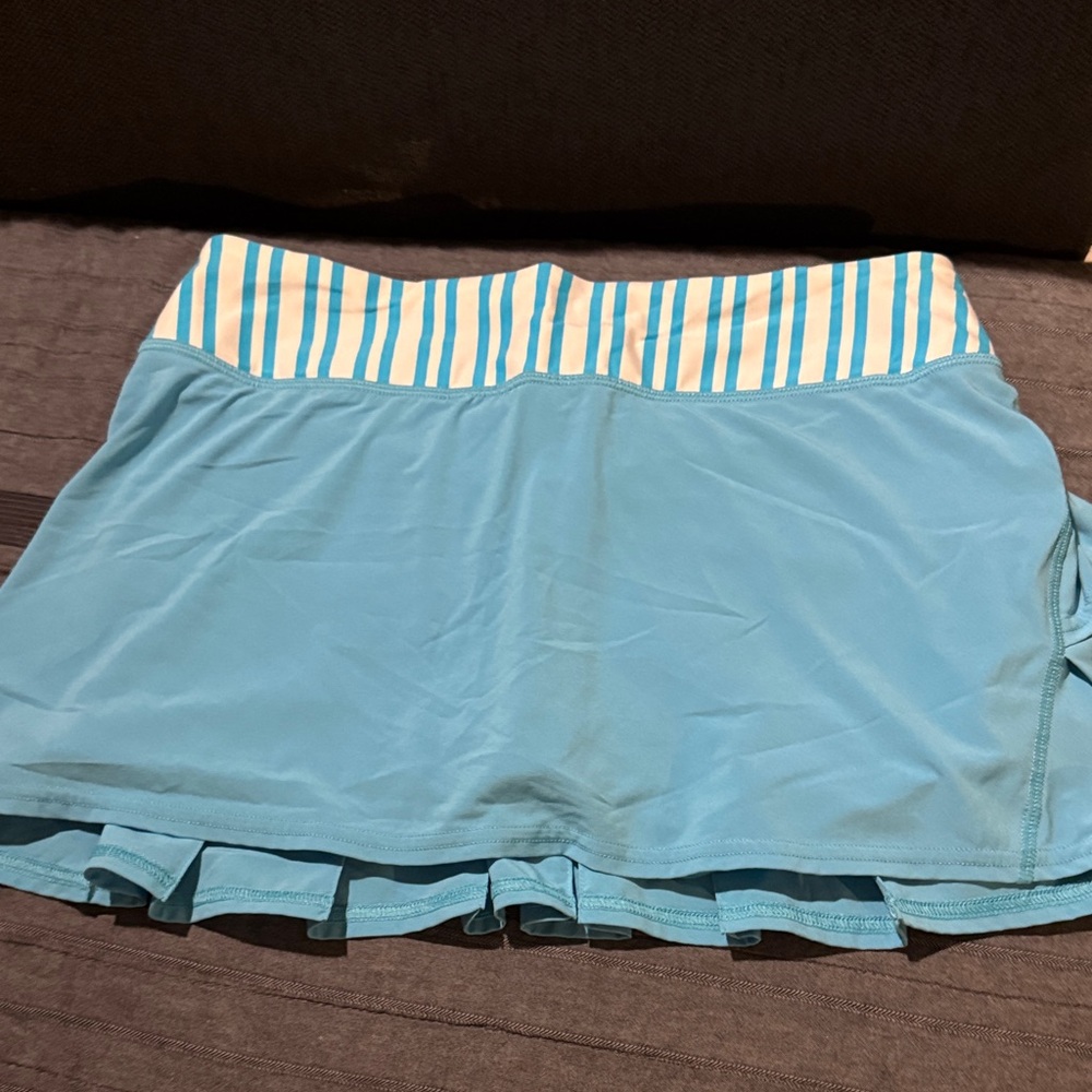 lululemon athletica Light Blue Skirt with White & Light Blue Striped Waistband
